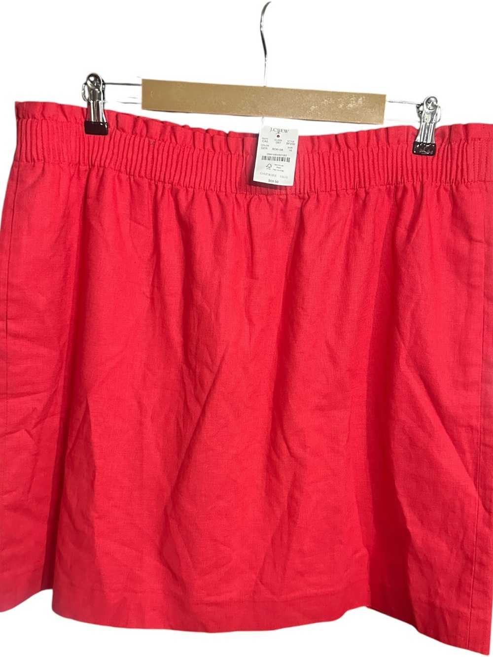 J.Crew Factory Linen Cotton Blend City Skirt NWT Red Size 16
